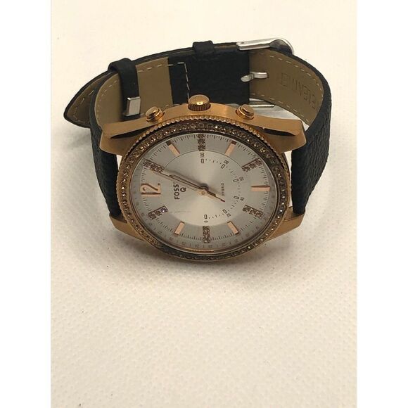 Fossil FTW5016 Women's Black Leather Analog White Dial Hybrid Smart Watch HO395 - Picture 5 of 9